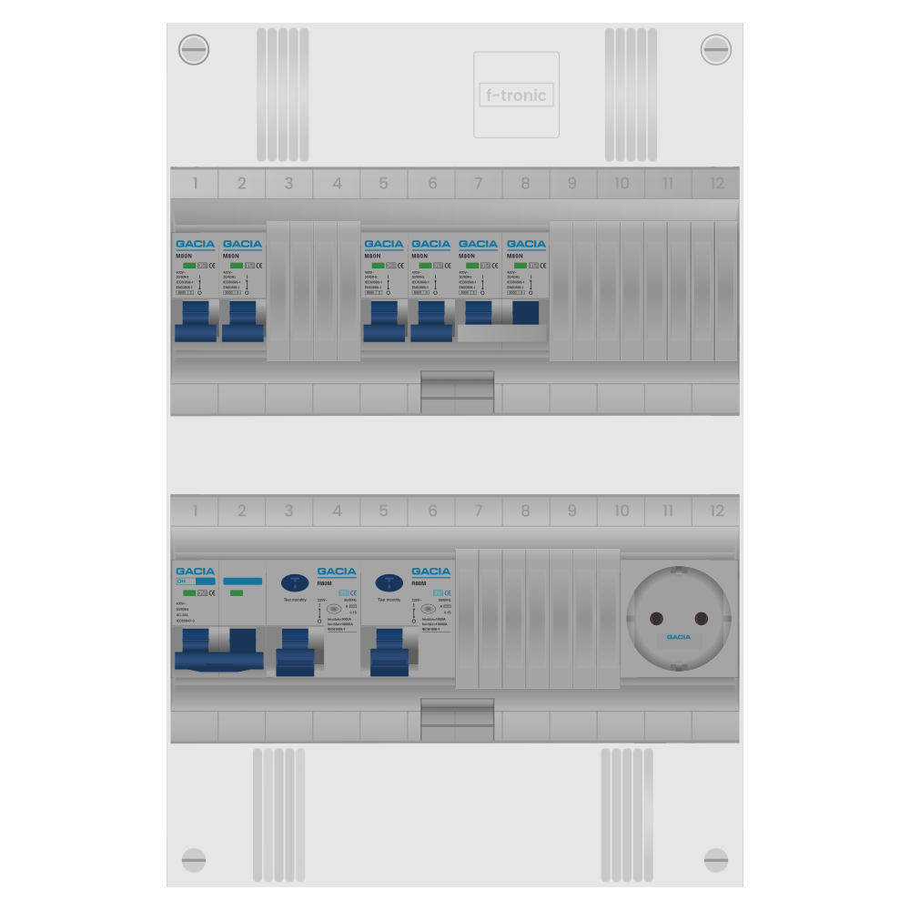Groepenkast 1 fase 4 groepen + wcd + kookgroep