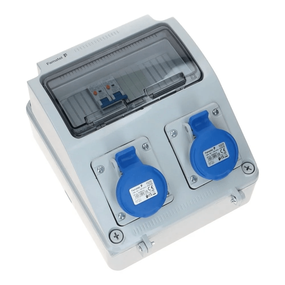 Wandverdeelkast IP54 B16 beveiligd: 2x CEE 16A 3p