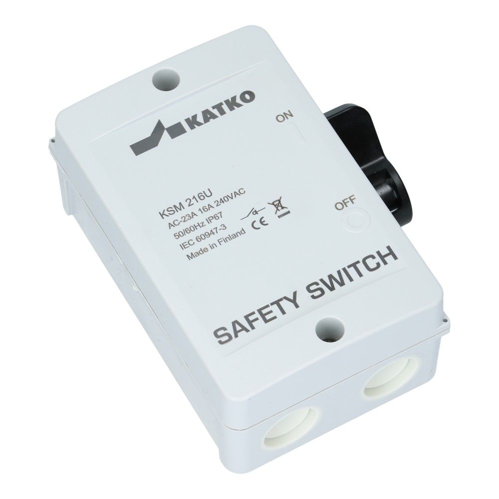 Werkschakelaar IP67 2 polig 16A 83x128x55mm zwart zijhefboom hendel ABS