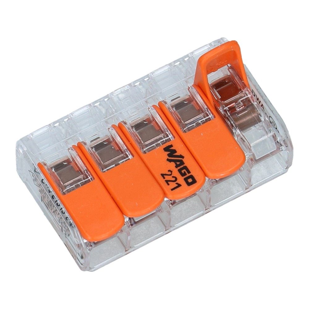 WAGO Verbindingsklem 5 voudig 0.5-6mm² soepel en massief - 15 stuks