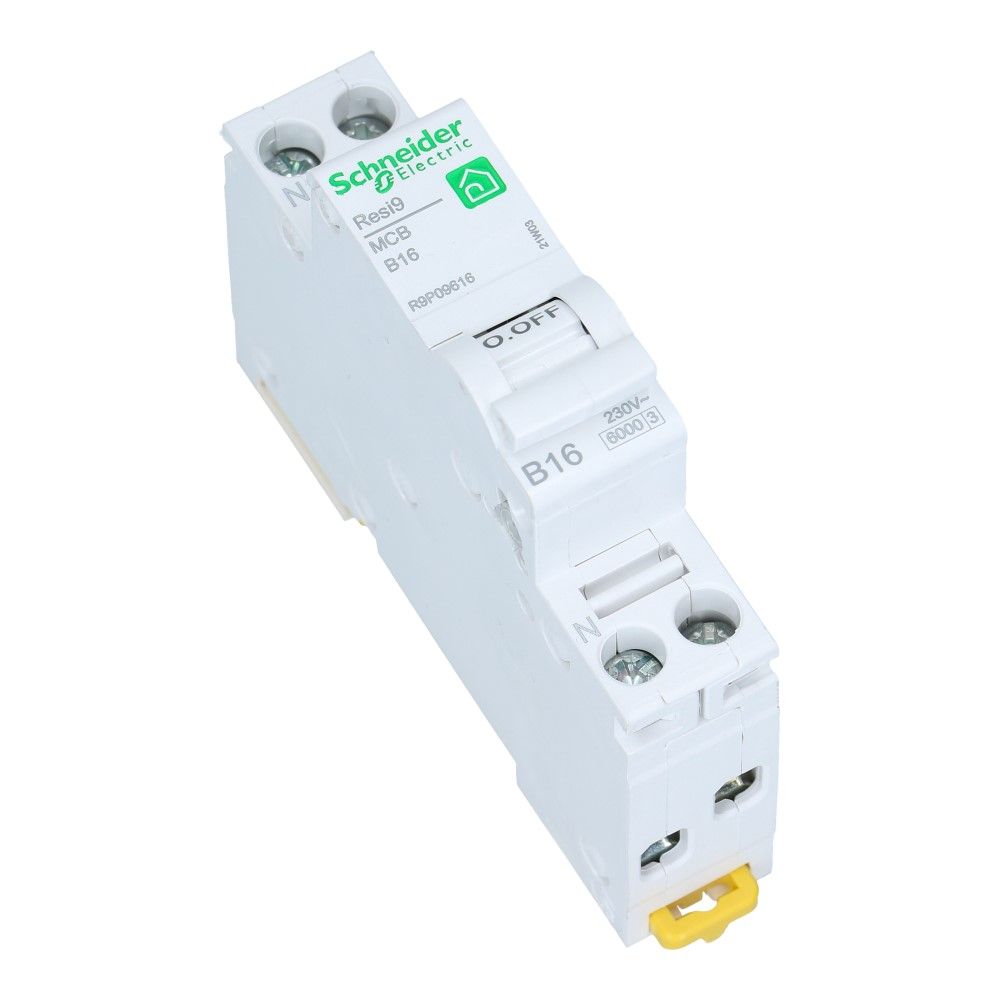 Installatieautomaat 1 polig + nul 16A kar B 6kA Resi9