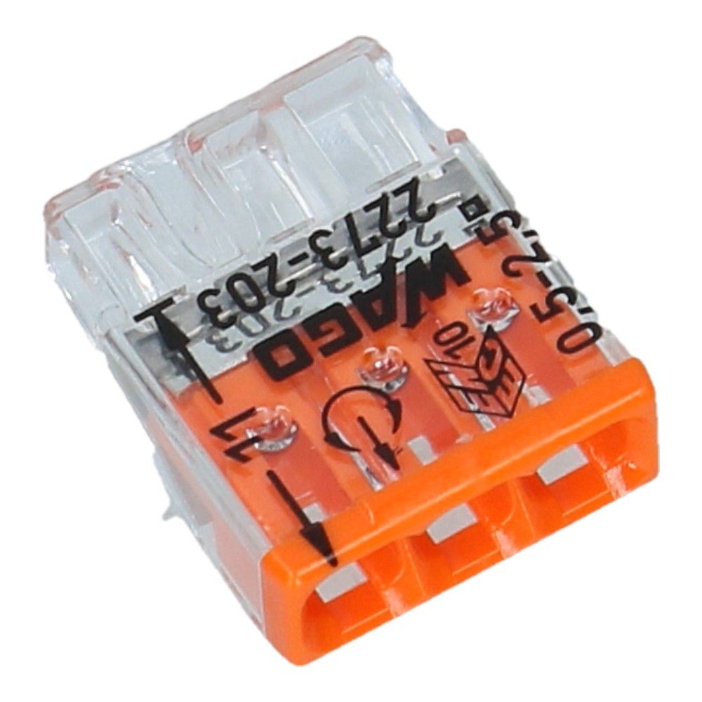 WAGO Lasklem 3 voudig 0.5-2.5mm² massief oranje - 100 stuks