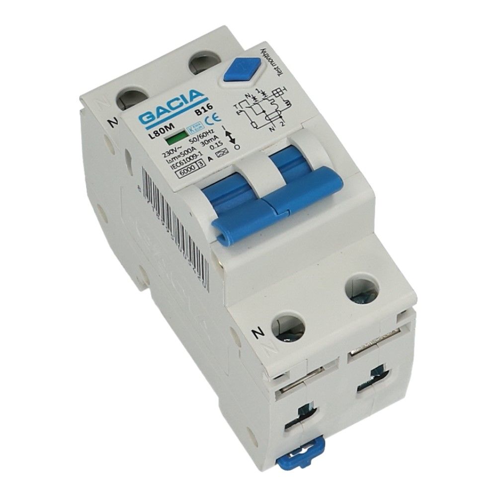 Aardlekautomaat B 16A 1 polig + nul 30mA