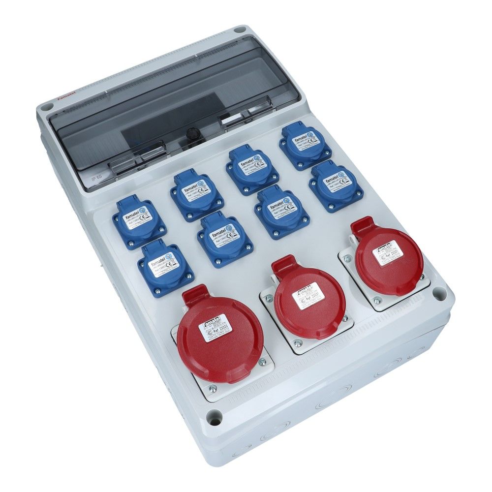 Wandverdeelkast voorbedraad IP44 1x CEE 32A 5p 2x16A 5p 8x schuko