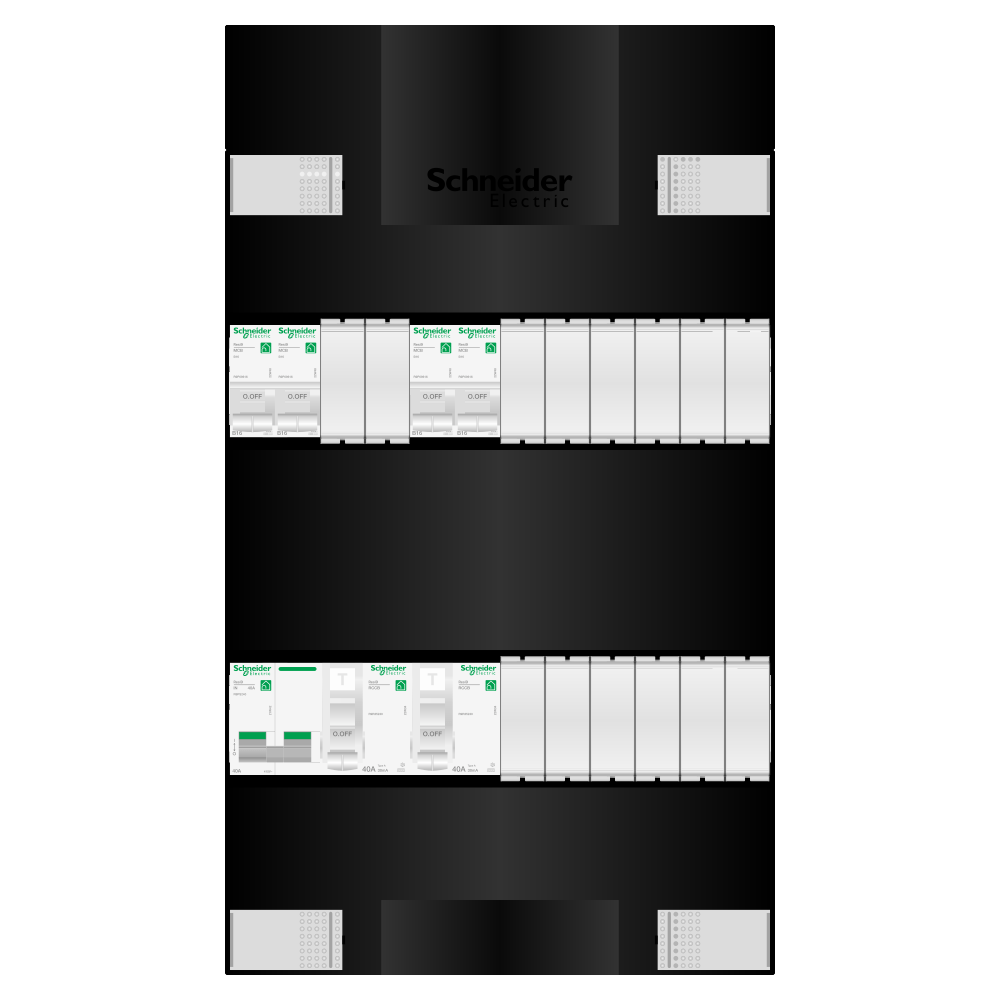 Groepenkast 1 fase 4 groepen Resi9