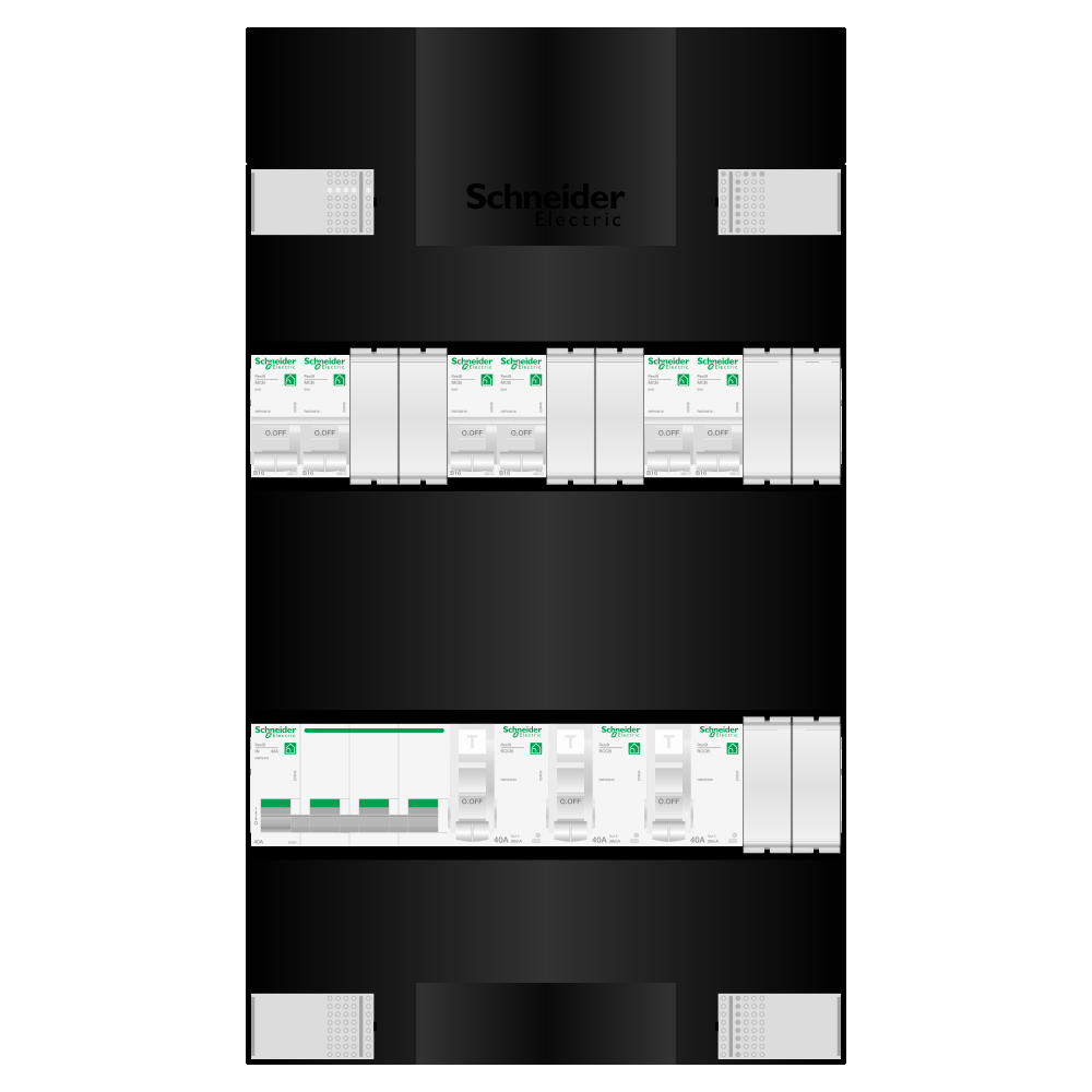 Groepenkast 3 fase 6 groepen Resi9