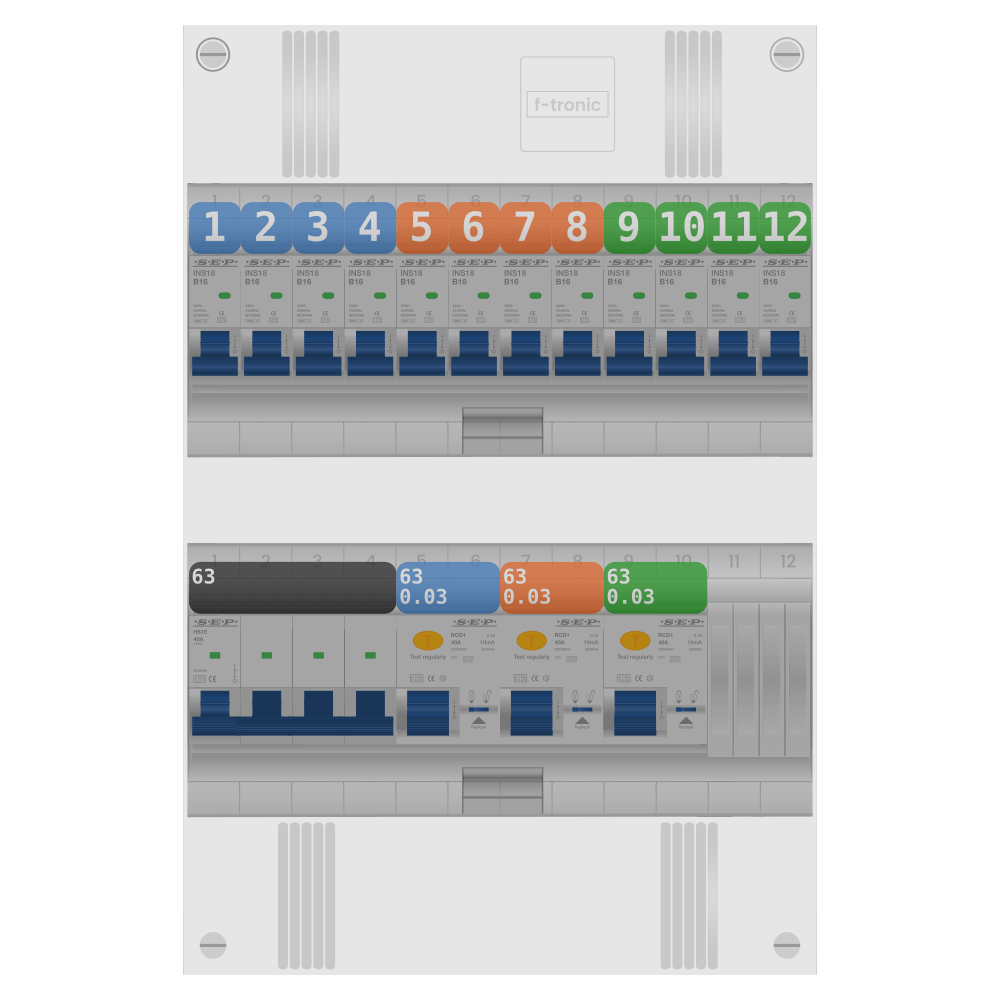 SEP Pro Groepenkast 63A 3 fase 12 groepen SEP Pro Groepenkast 63A 3 fase 12 groepen