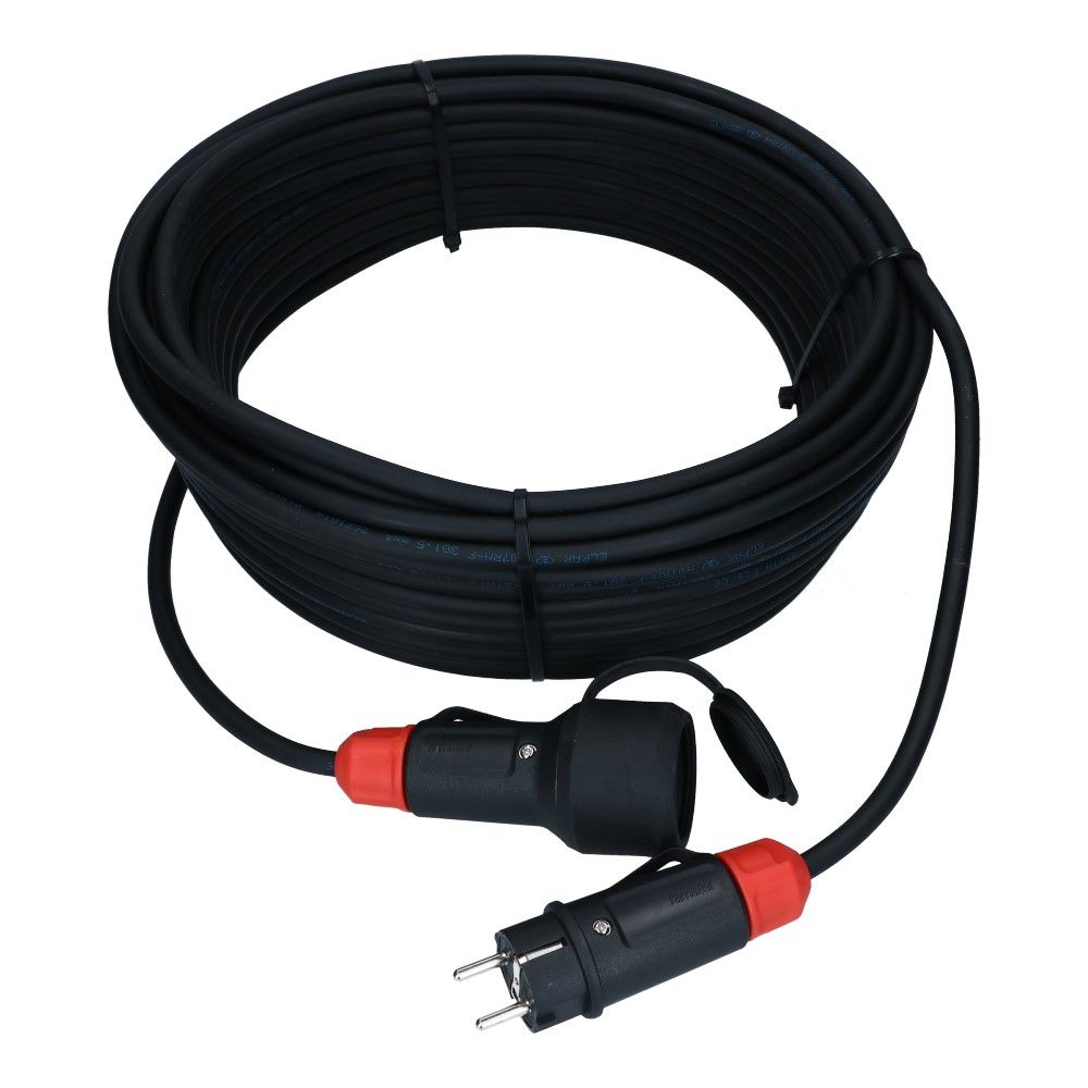 Verlengkabel Schuko zwart 25 meter RA 3500W IP44