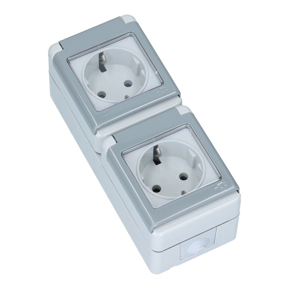 FLUID IP44 wandcontactdoos dubbel verticaal