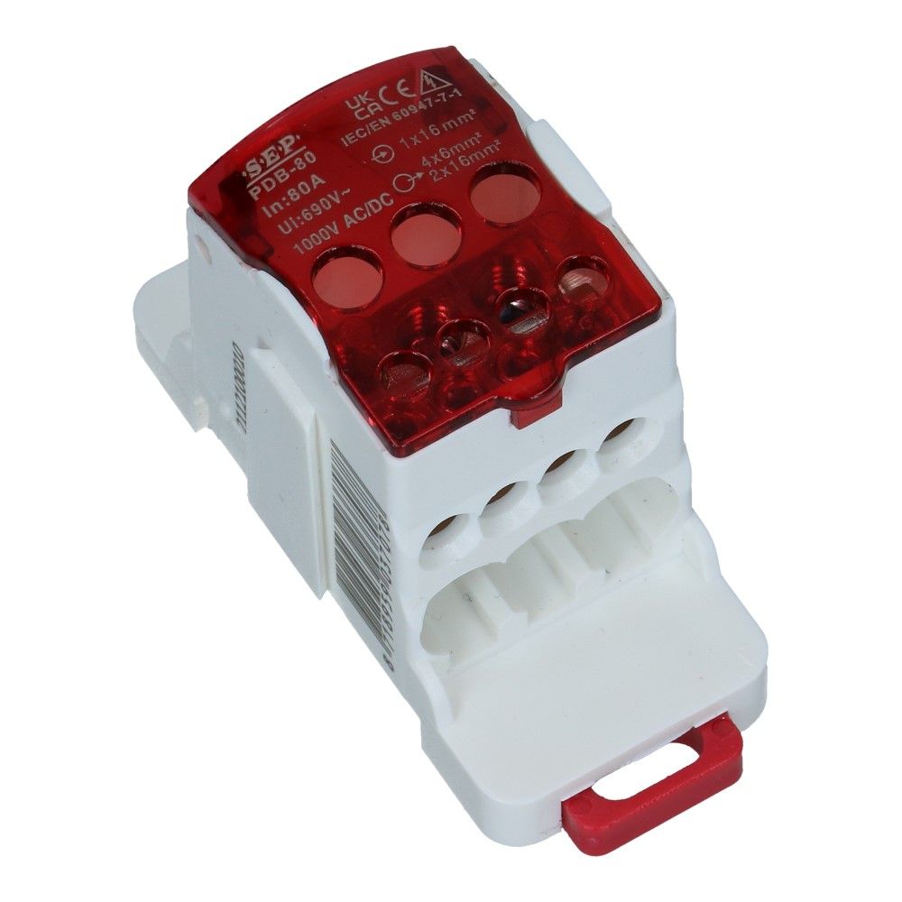 Aftakklem PDB 80A 1x16mm² - 4x6mm² 2x16mm² 3kA