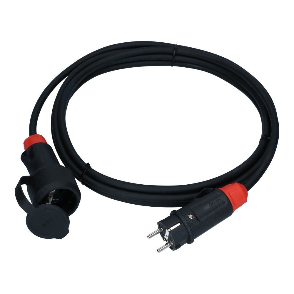 Verlengkabel Schuko zwart 5 meter RA 3500W IP44 Verlengkabel Schuko zwart 5 meter RA 3500W IP44
