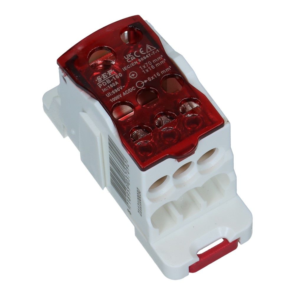 Aftakklem PDB 160A 1x70mm² 1x16mm² - 6x16mm² 11.8kA