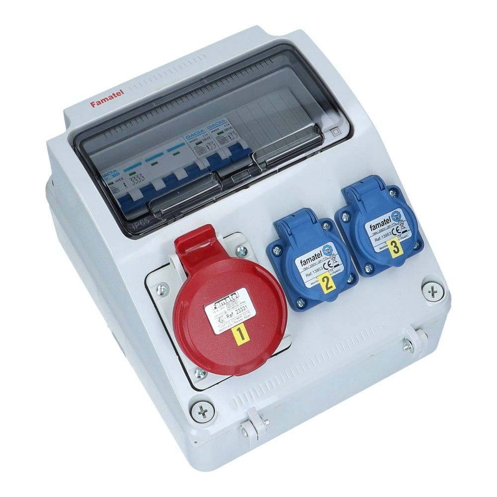 Wandverdeelkast IP44 beveiligd: 1x CEE 16A 5p 2x schuko