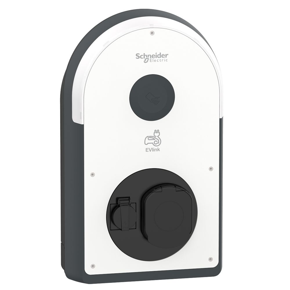 Evlink Pro Oplaadpunt T2 contactdoos + Schuko 1 fase 7.4kW A-30mA MID kWh-meter