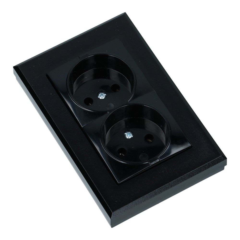 Wandcontactdoos dubbel ART 9005 zonder randaarde Wandcontactdoos dubbel ART 9005 zonder randaarde