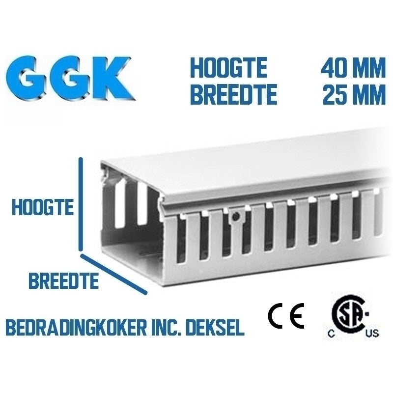 H 40mm B 25mm Bedradingskoker RAL7030 H 40mm B 25mm Bedradingskoker RAL7030